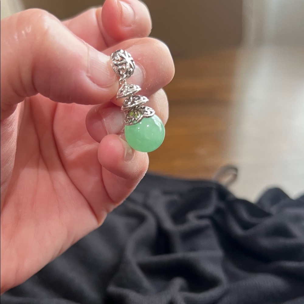 Sterling Silver Silver Natural Jade Pendant
